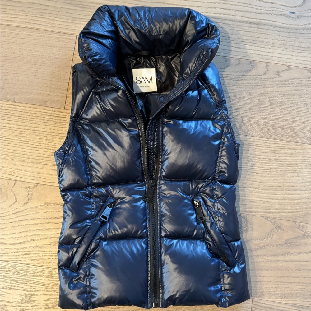SAM Shiny Navy Puffer Vest